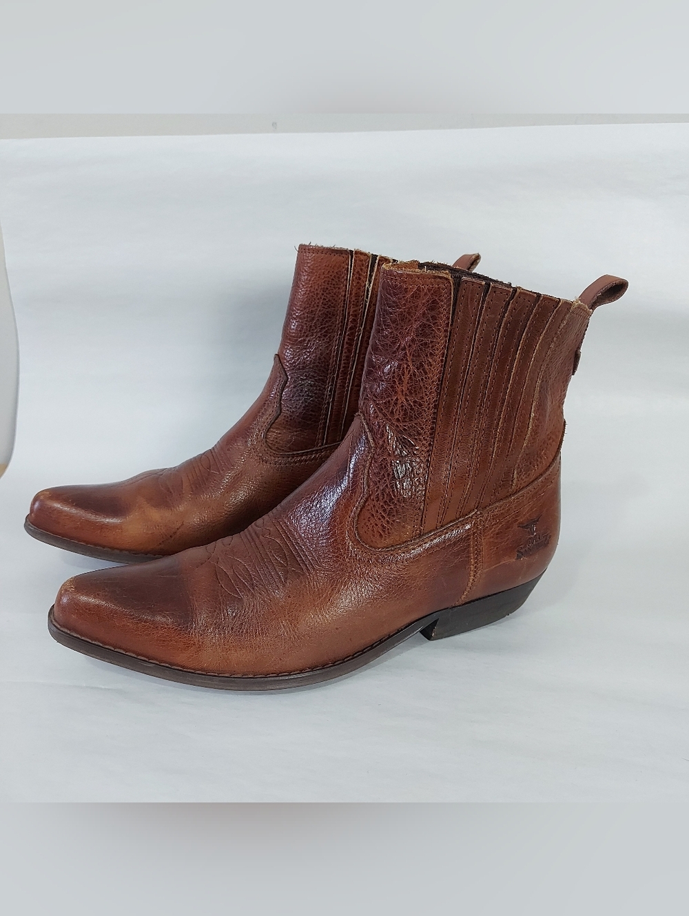 Joe Sanchez Women Western Short Ankle Boots 43 EU Brown Leather Cowboy Boho